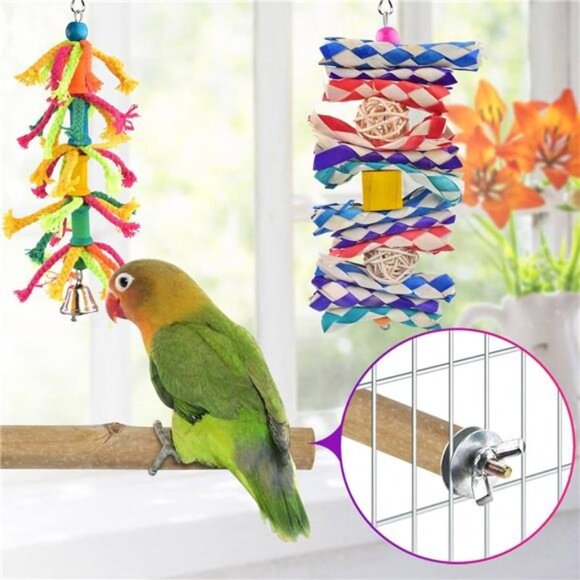 Small Bird Toys,Colorful Bamboo Hanging Shredding Toys Parrot Chew Wooden Blocks - Picture 4 of 7